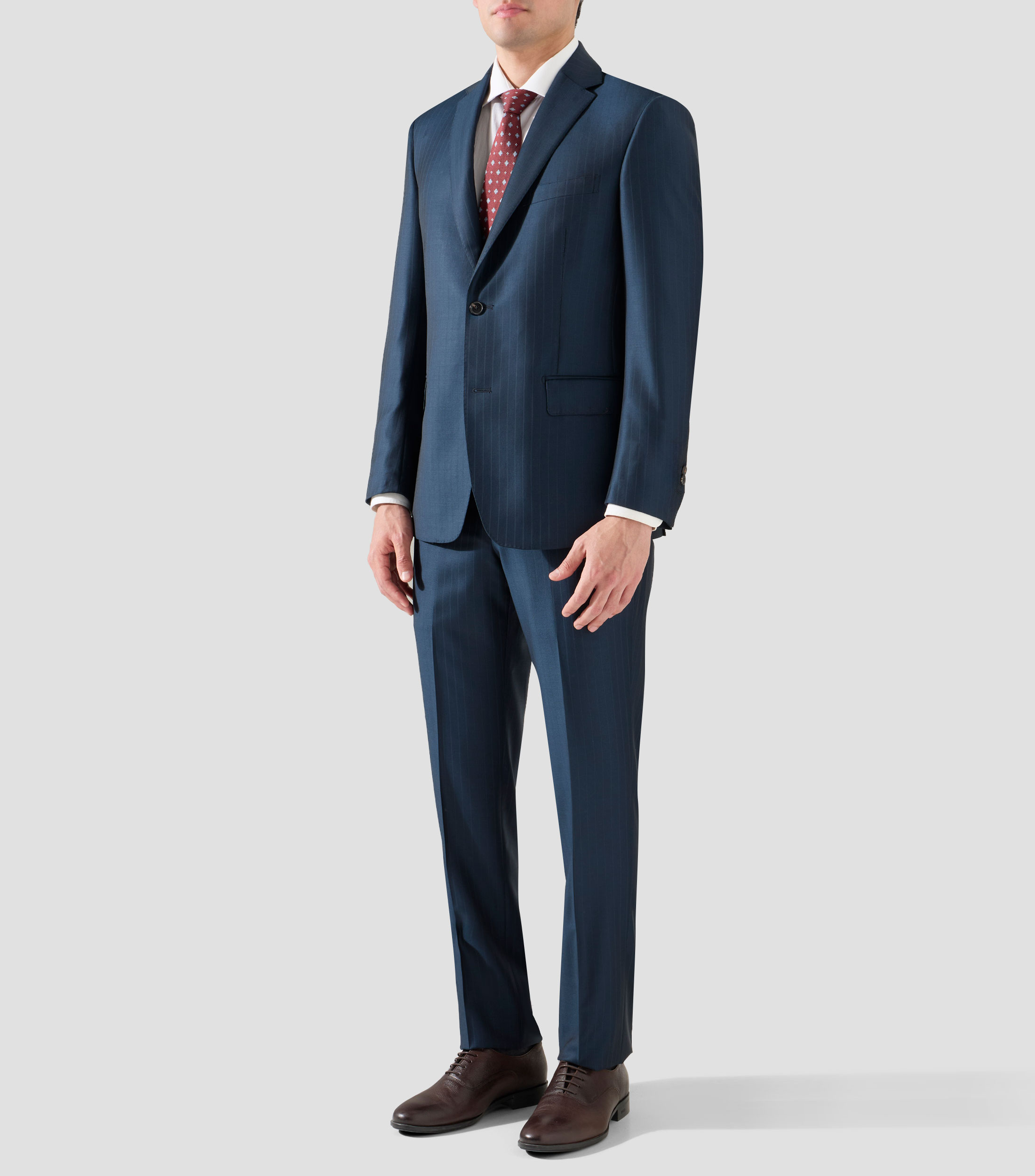 Traje de lana corte regular con rayas Hombre